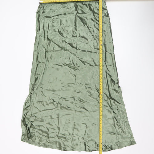 Sinead Keary Women’s Green Satin Midi Skirt XL Elastic Waist Viscose Blend