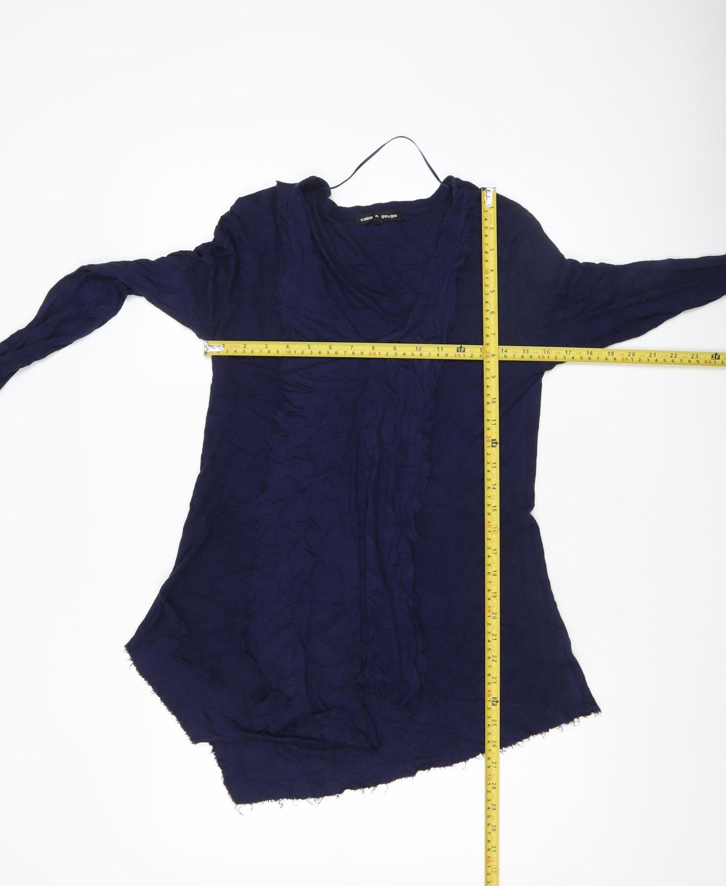 Cable & Gauge Women's Blue Long Sleeve V-Neck Ruffle Tunic Blouse Size L