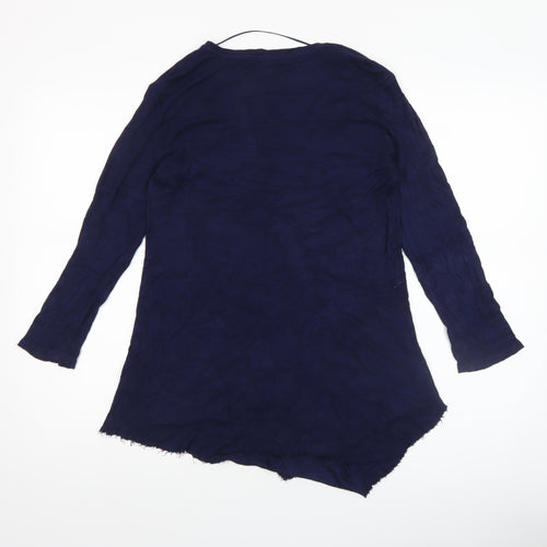 Cable & Gauge Women's Blue Long Sleeve V-Neck Ruffle Tunic Blouse Size L