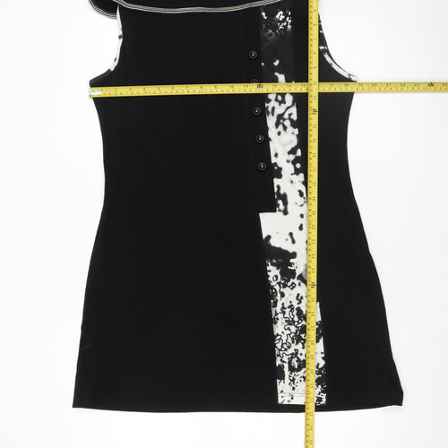 Aria Women Black Knee Length Shift Dress Size 12 Sleeveless Stretch