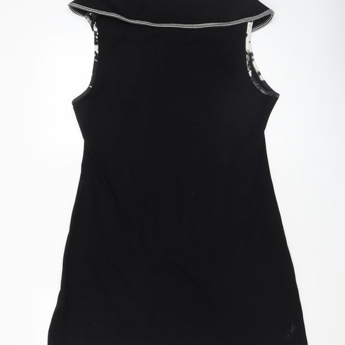 Aria Women Black Knee Length Shift Dress Size 12 Sleeveless Stretch