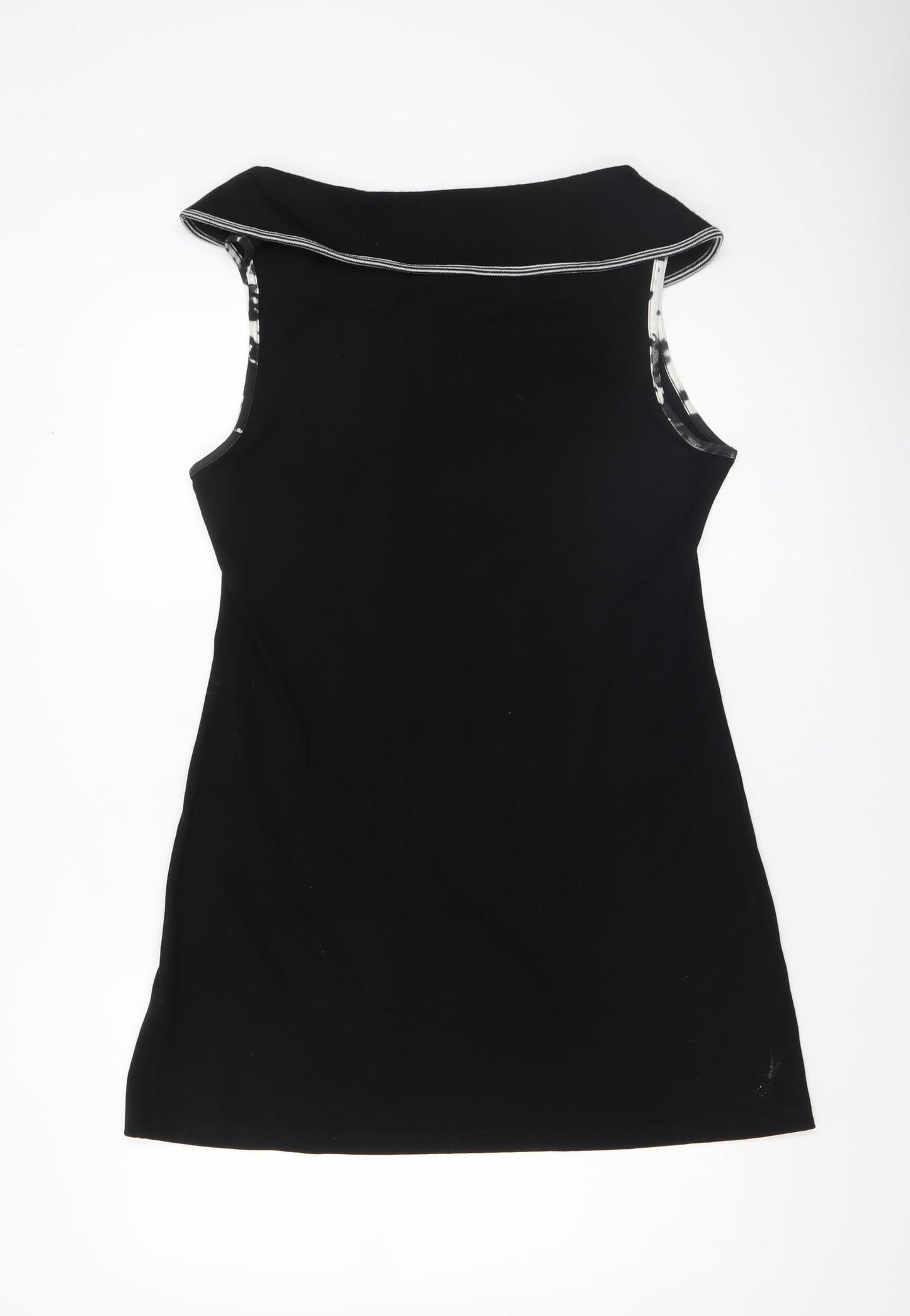Aria Women Black Knee Length Shift Dress Size 12 Sleeveless Stretch
