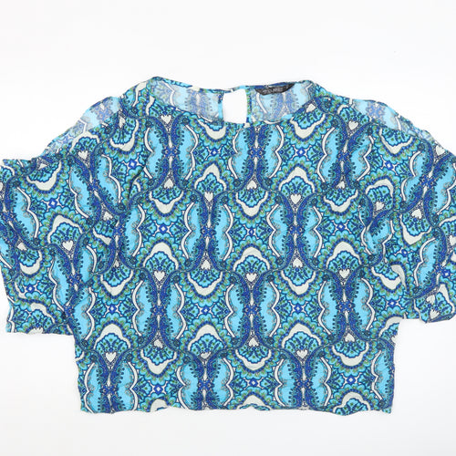 Dunnes Women Blue Paisley 3/4 Sleeve Viscose Tunic Blouse Size 14