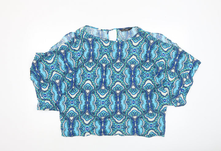 Dunnes Women Blue Paisley 3/4 Sleeve Viscose Tunic Blouse Size 14