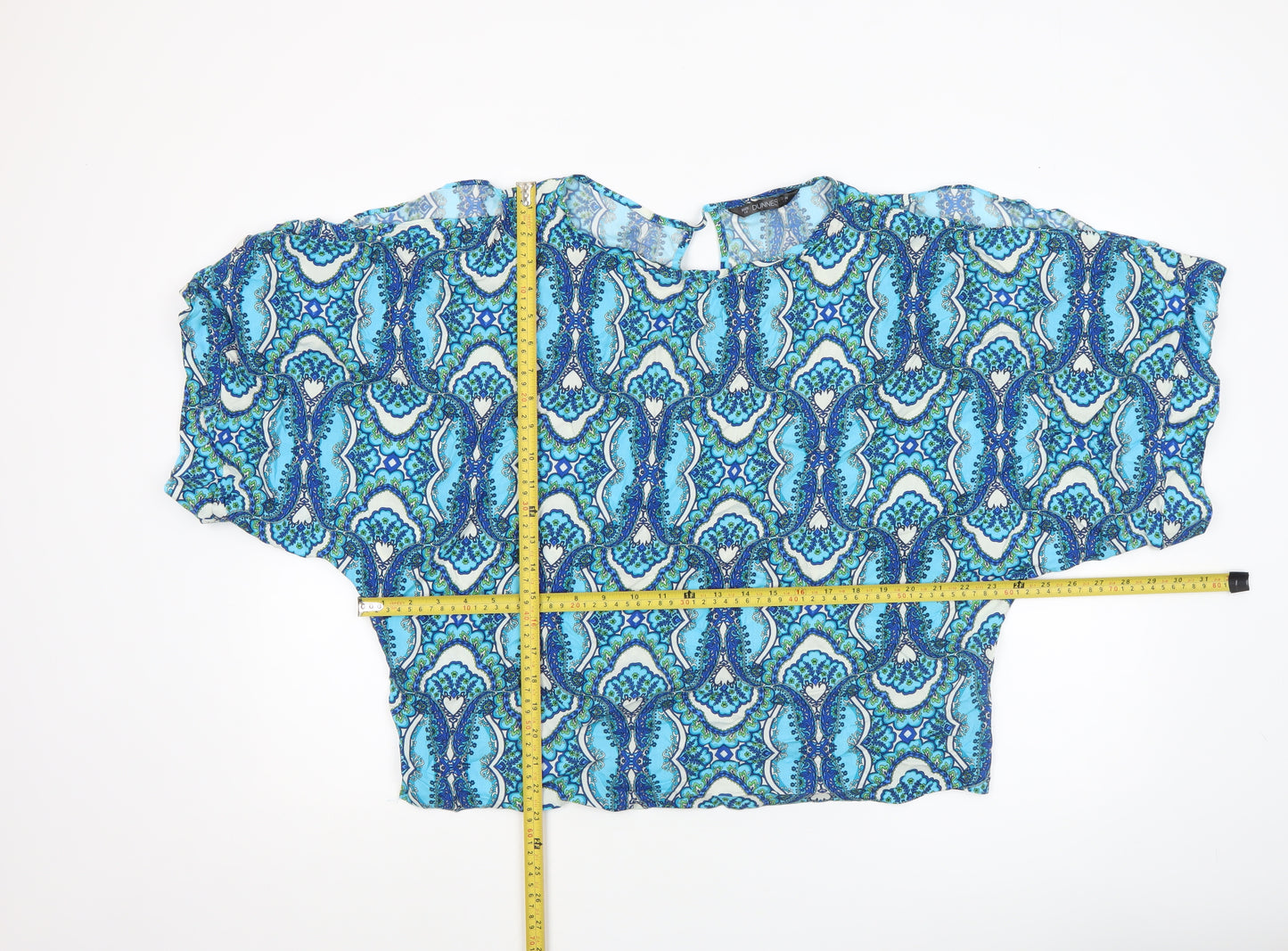 Dunnes Women Blue Paisley 3/4 Sleeve Viscose Tunic Blouse Size 14