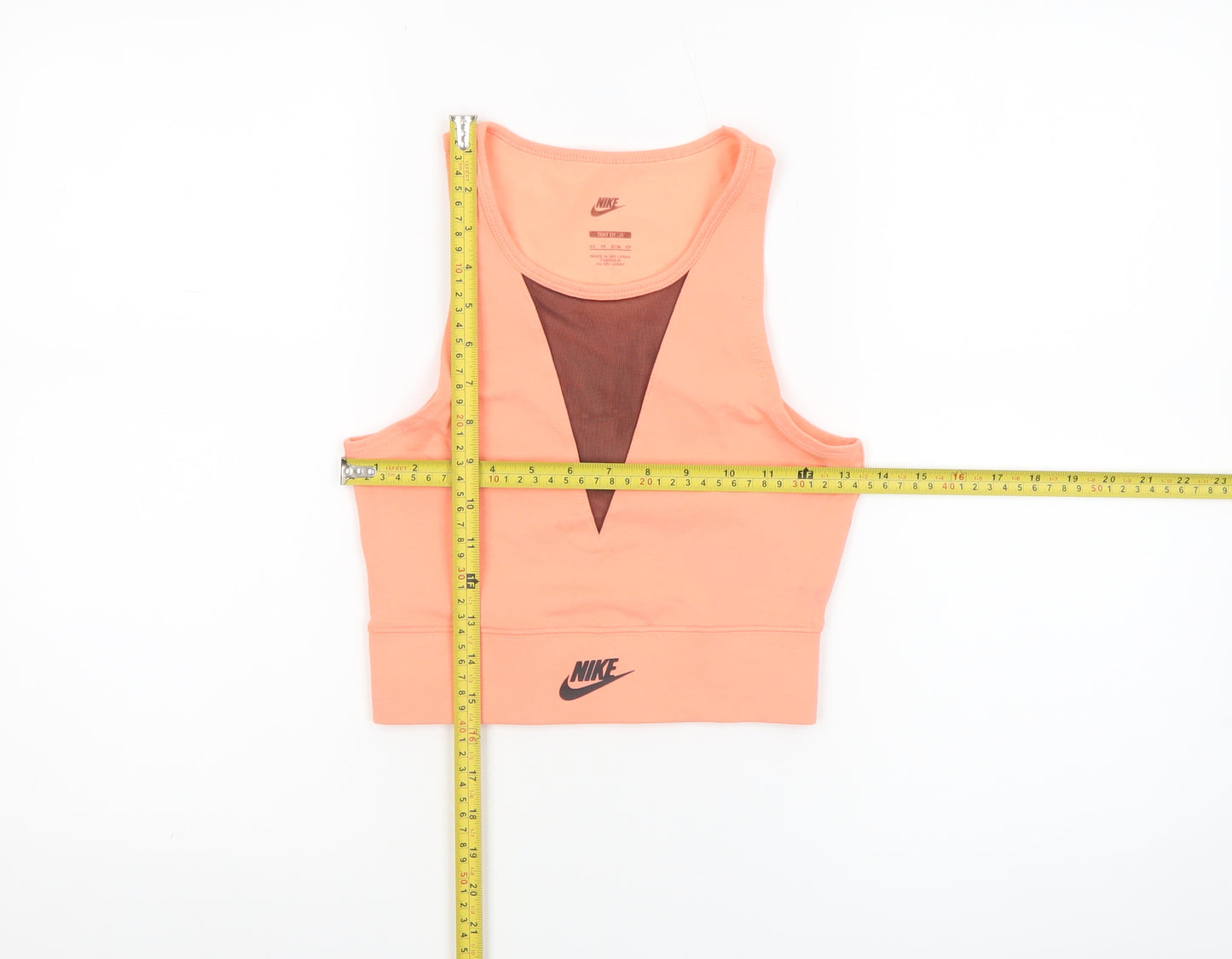 Nike Womens Peach Sports Bra XS Mesh Back Medium Support