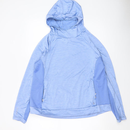 Dunnes Stores Women Blue Hooded Pullover Sweatshirt Size L Polyester Blend