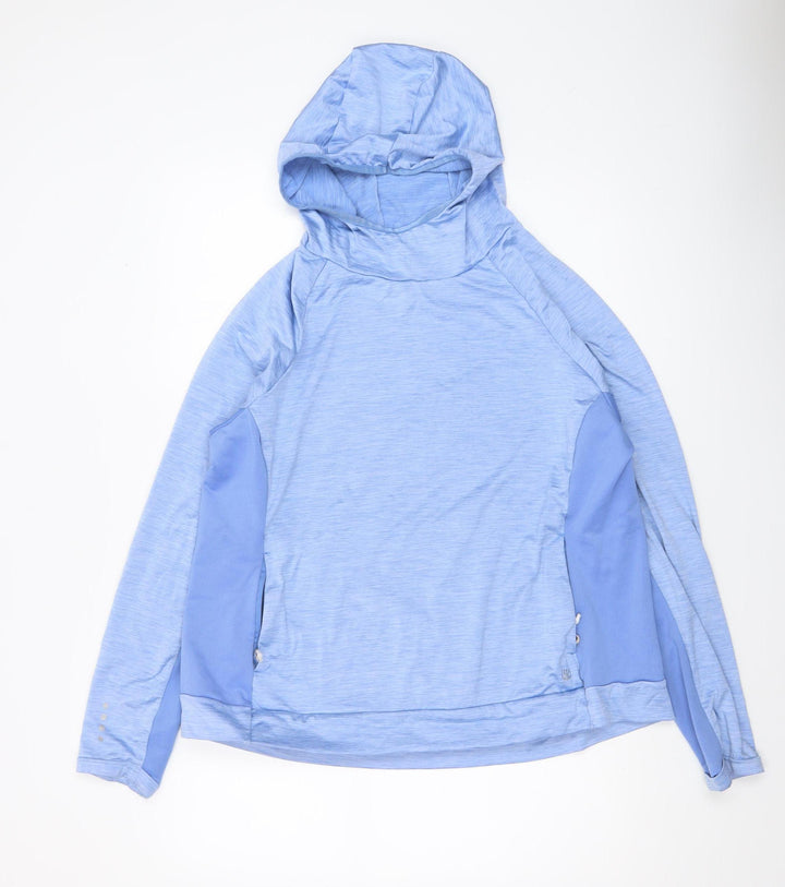 Dunnes Stores Women Blue Hooded Pullover Sweatshirt Size L Polyester Blend