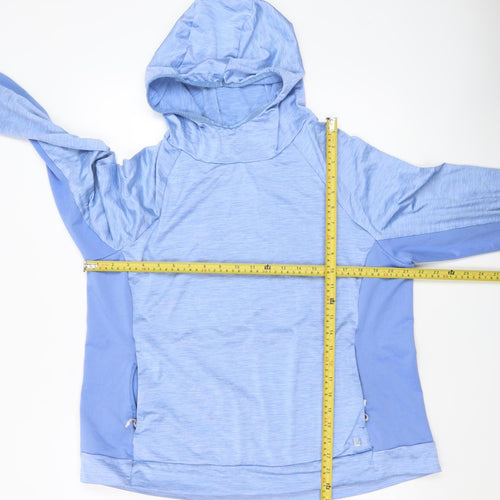Dunnes Stores Women Blue Hooded Pullover Sweatshirt Size L Polyester Blend
