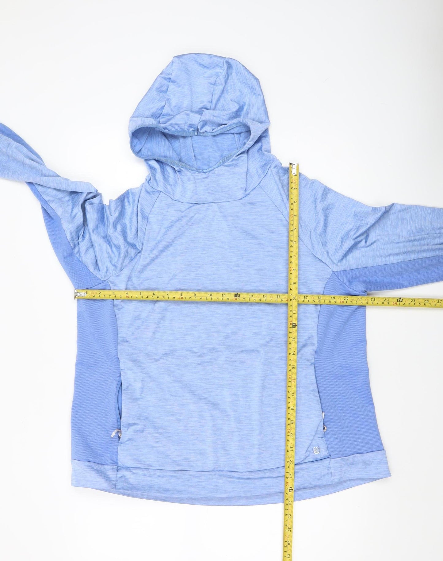 Dunnes Stores Women Blue Hooded Pullover Sweatshirt Size L Polyester Blend