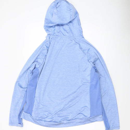 Dunnes Stores Women Blue Hooded Pullover Sweatshirt Size L Polyester Blend
