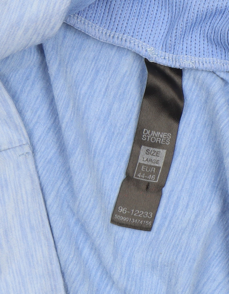 Dunnes Stores Women Blue Hooded Pullover Sweatshirt Size L Polyester Blend