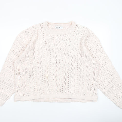 Gallery Women’s Ivory Open-Knit Cotton Blend Jumper XL