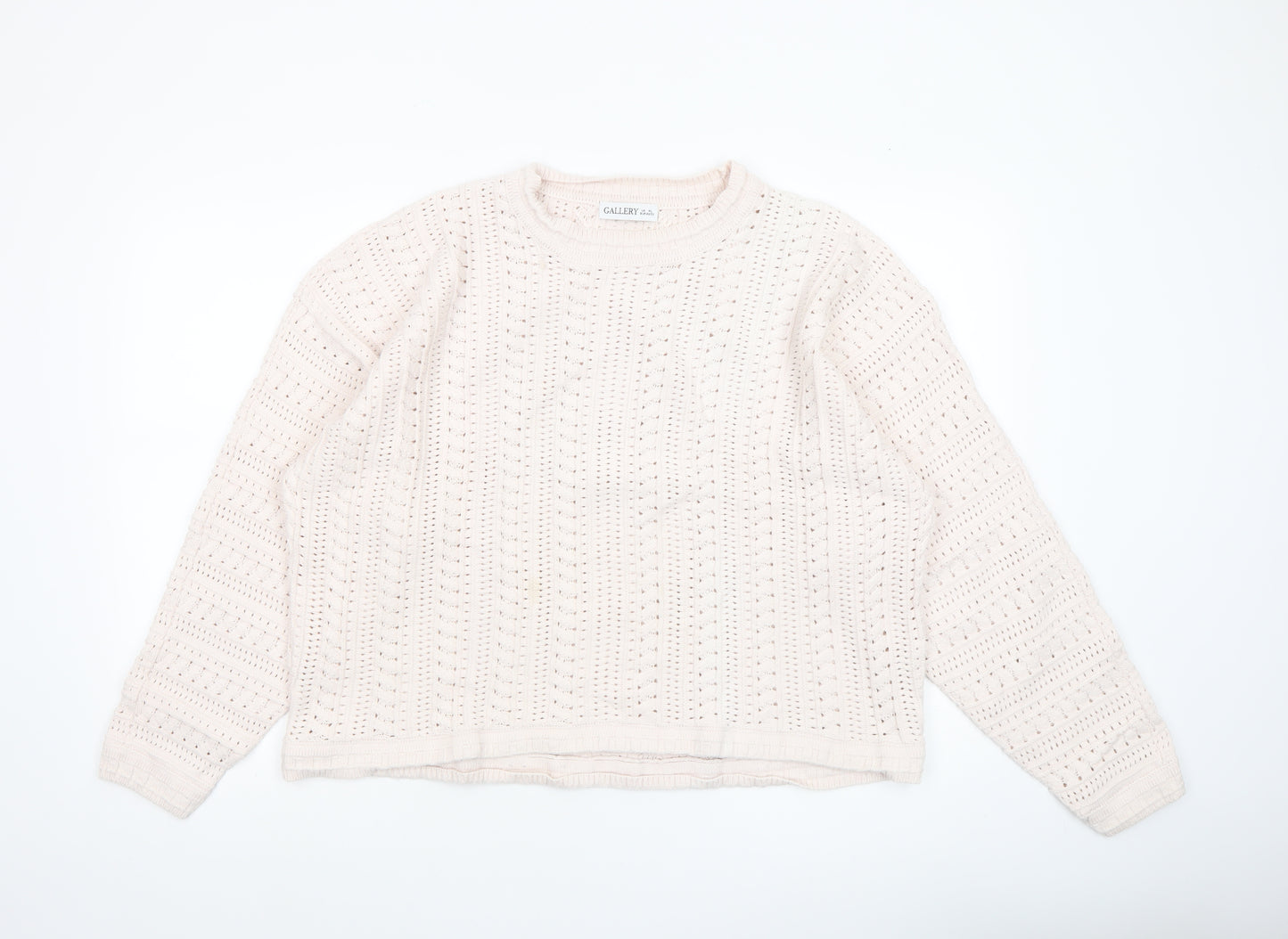 Gallery Women’s Ivory Open-Knit Cotton Blend Jumper XL