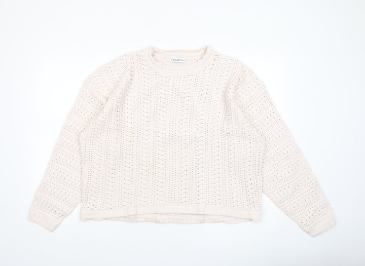 Gallery Women’s Ivory Open-Knit Cotton Blend Jumper XL