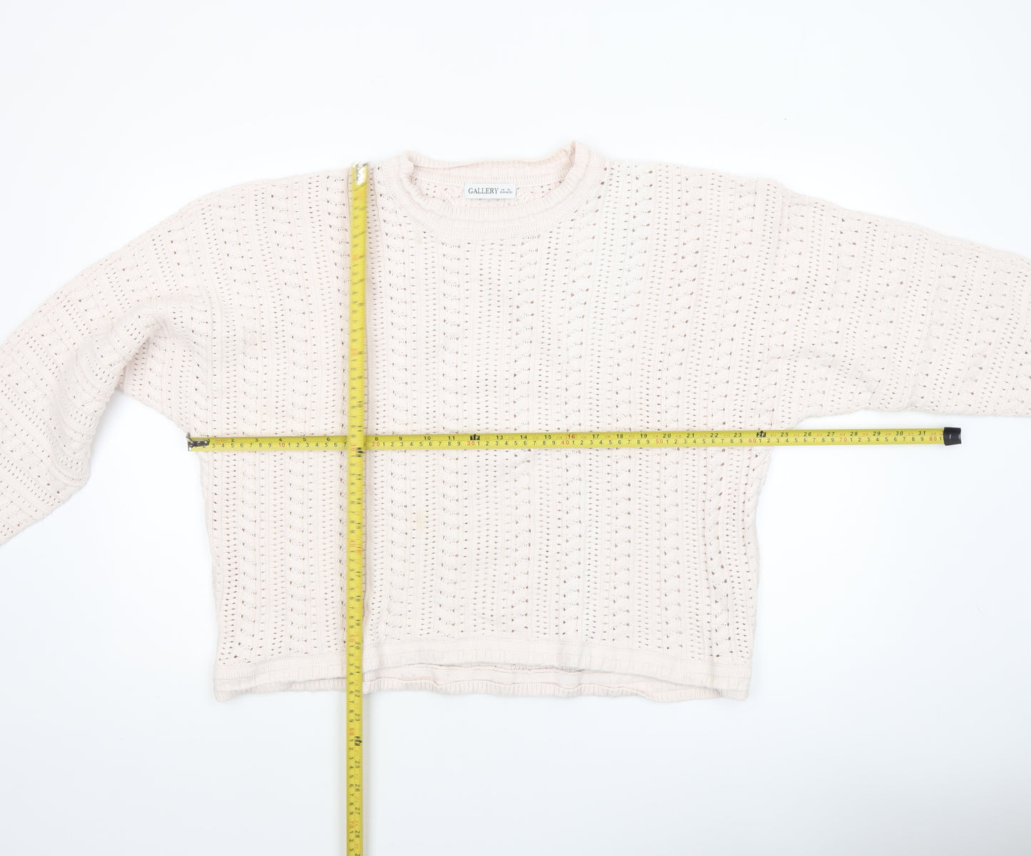 Gallery Women’s Ivory Open-Knit Cotton Blend Jumper XL