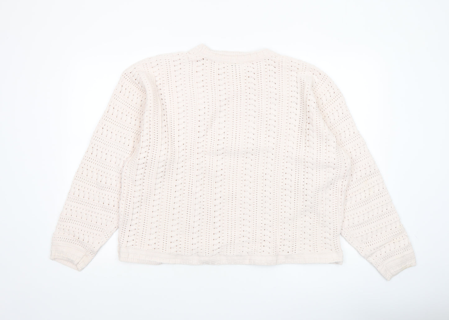 Gallery Women’s Ivory Open-Knit Cotton Blend Jumper XL