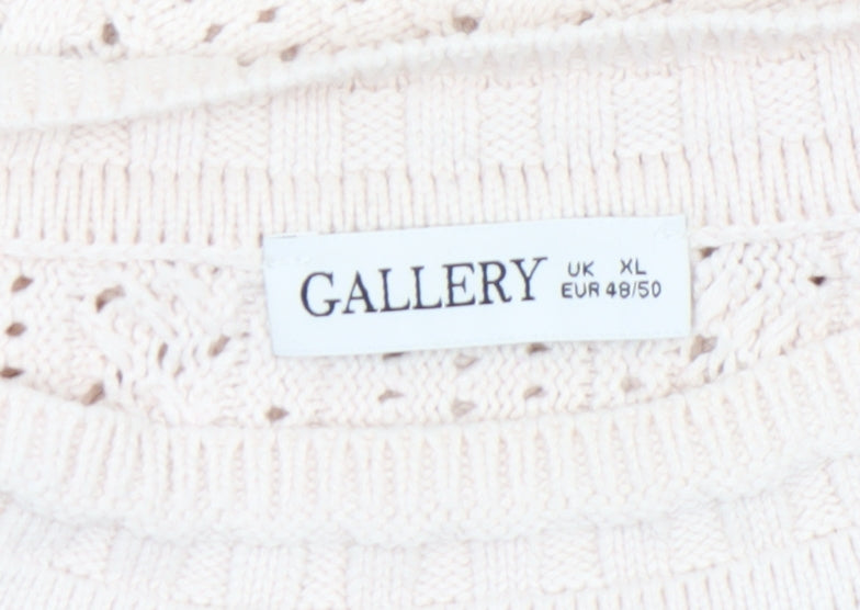 Gallery Women’s Ivory Open-Knit Cotton Blend Jumper XL