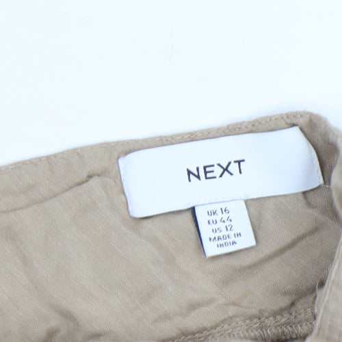 Next Women Beige Ruffle Sleeveless Tunic Blouse UK 16