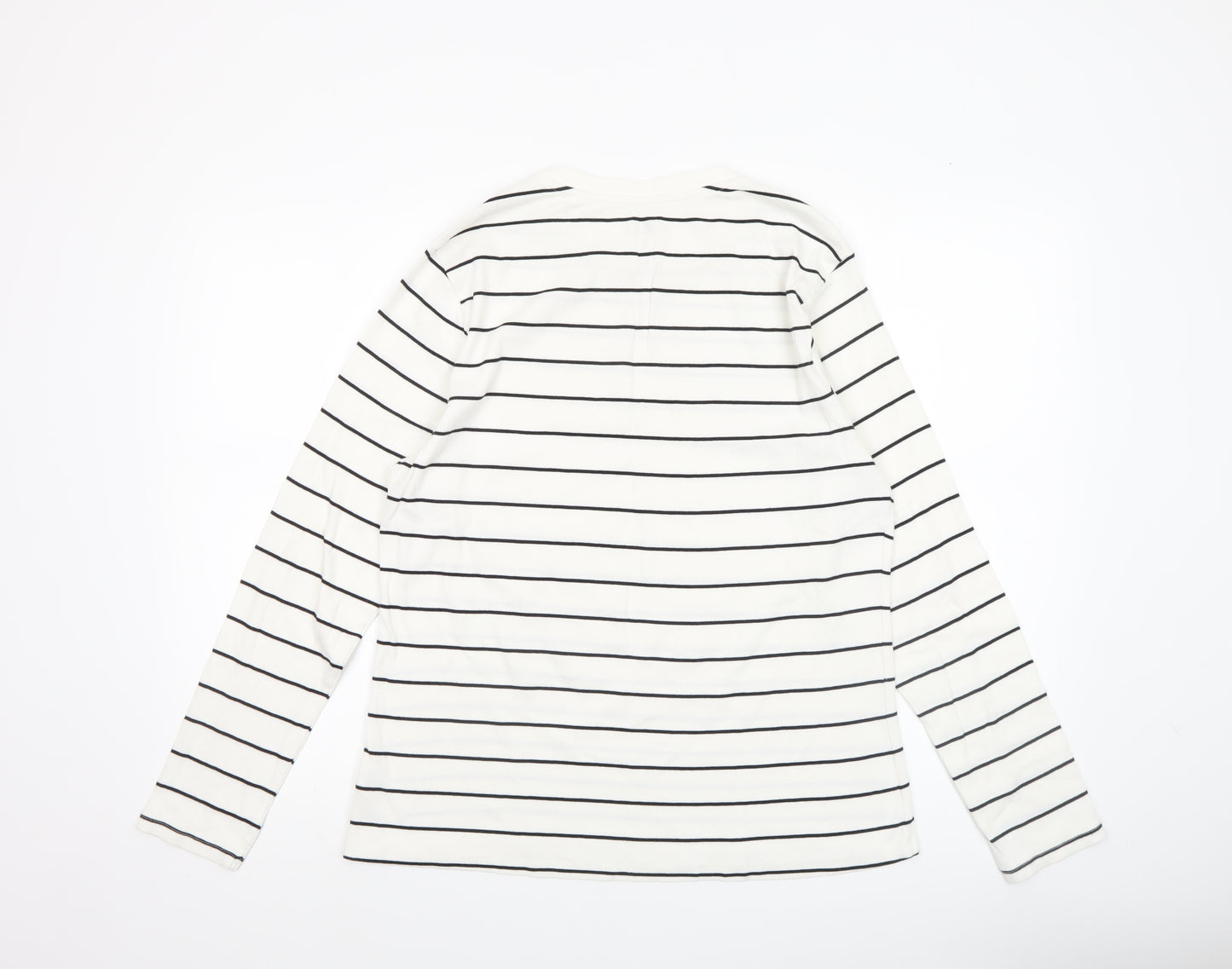 F&F Women's White Striped Long Sleeve T-Shirt XL