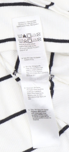 F&F Women's White Striped Long Sleeve T-Shirt XL