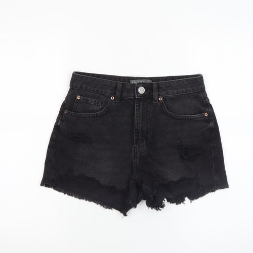 Primark Women's Black Cut-Off Denim Shorts Size 6 High Rise