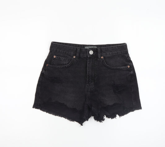 Primark Women's Black Cut-Off Denim Shorts Size 6 High Rise