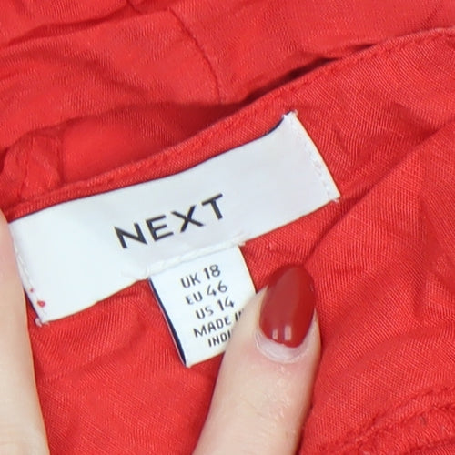 Next Women’s Red Sleeveless Ruffle V-Neck Tunic Blouse Size 18