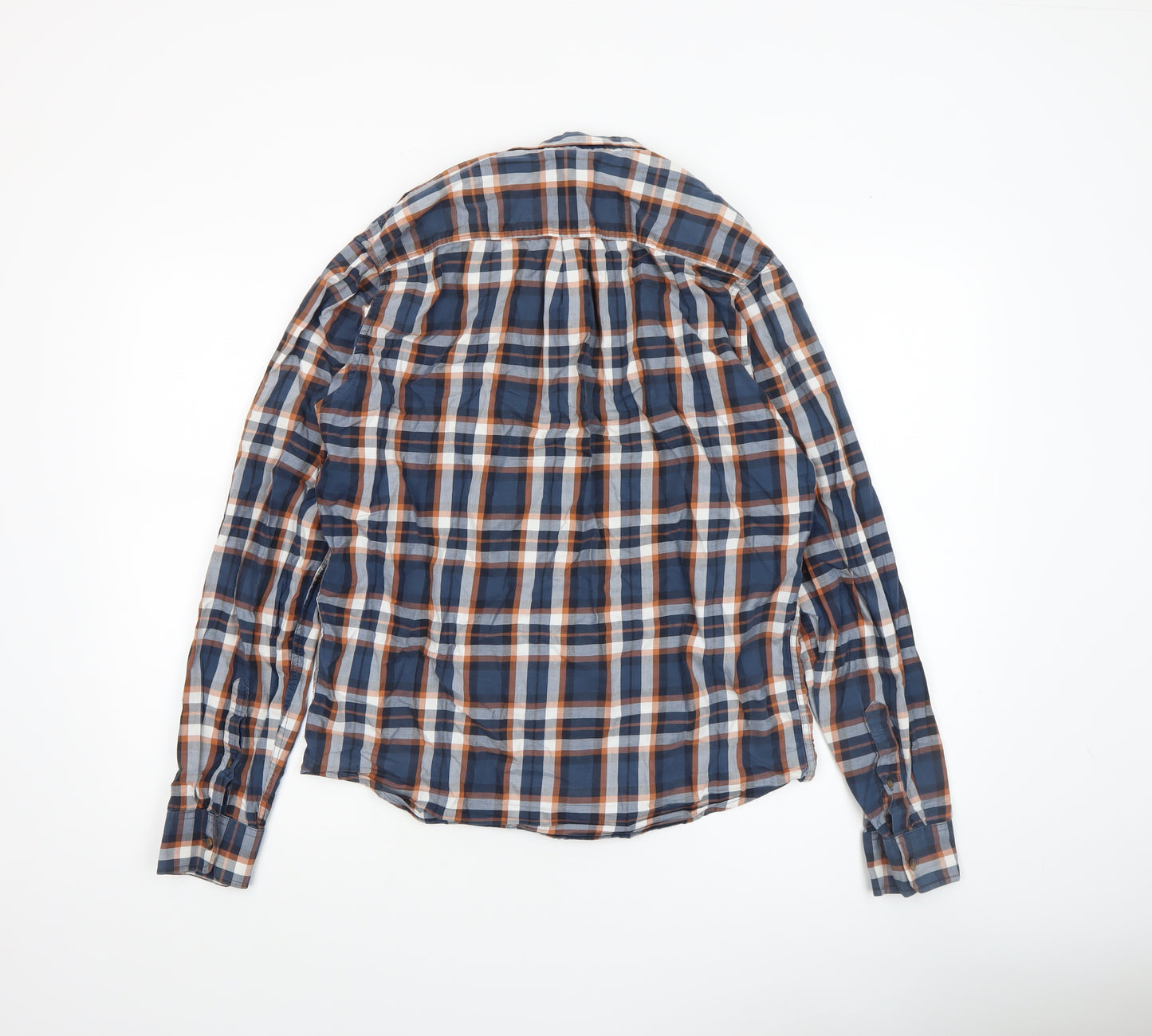 Diesel Mens Blue Check Long Sleeve Button-Up Cotton Shirt Medium