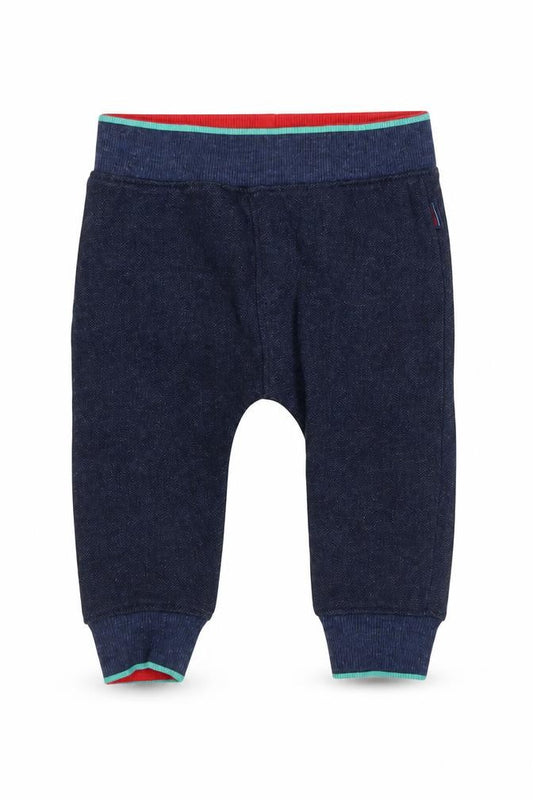 Front view of Ted Baker Baby Blue Jogger Trousers 6-9 Months Elastic Waist Cotton Blend