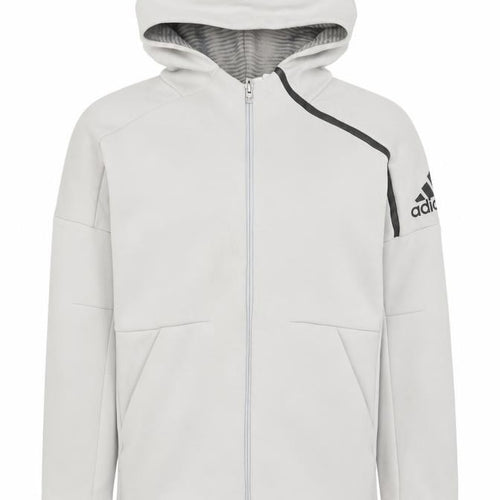 Adidas Boys Grey Full Zip Hoodie 11-12 Years Hooded Sportswear