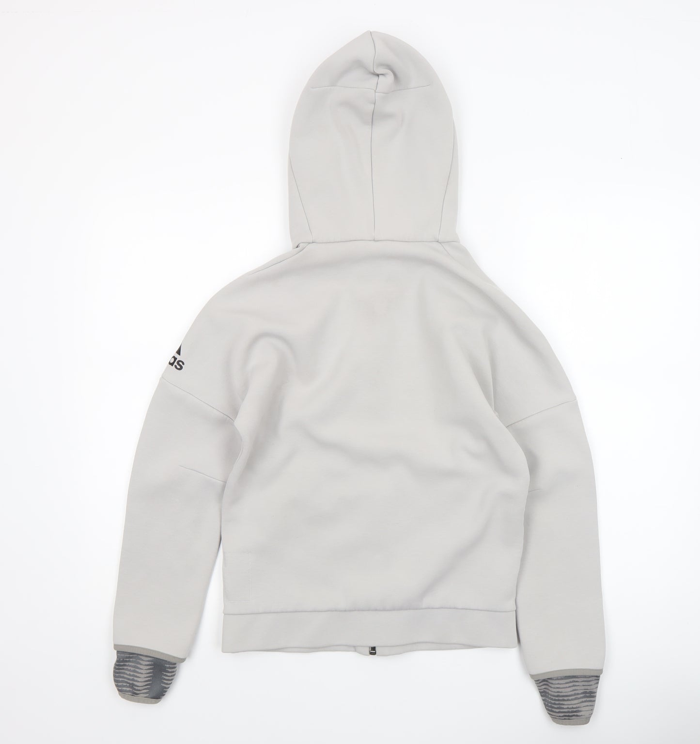 Adidas Boys Grey Full Zip Hoodie 11-12 Years Hooded Sportswear