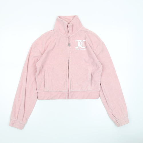 Juicy Couture Girls Pink Velour Track Jacket 12-13 Years Full Zip Logo