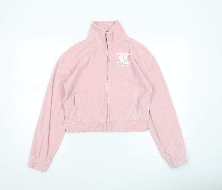 Juicy Couture Girls Pink Velour Track Jacket 12-13 Years Full Zip Logo
