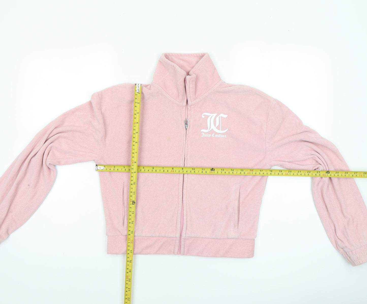 Juicy Couture Girls Pink Velour Track Jacket 12-13 Years Full Zip Logo