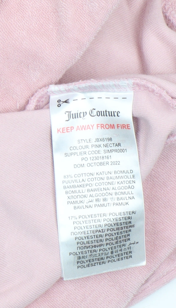 Juicy Couture Girls Pink Velour Track Jacket 12-13 Years Full Zip Logo