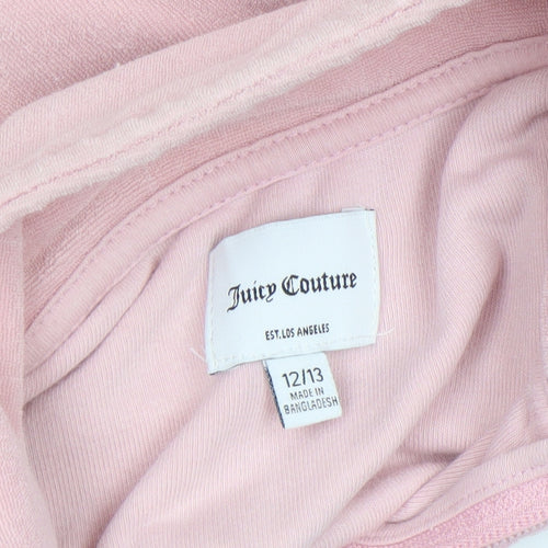 Juicy Couture Girls Pink Velour Track Jacket 12-13 Years Full Zip Logo