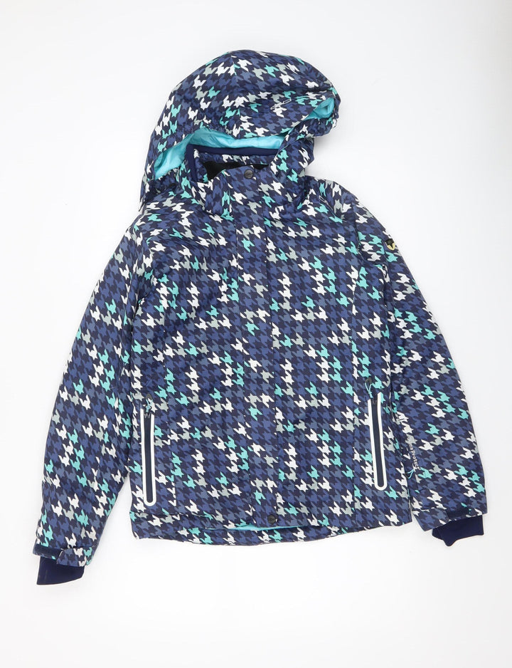 CMP Boys Blue Houndstooth Waterproof Hooded Ski Jacket 14 Years