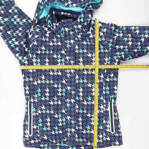 CMP Boys Blue Houndstooth Waterproof Hooded Ski Jacket 14 Years