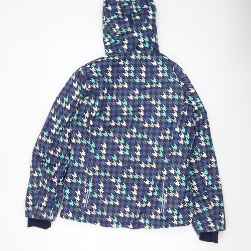 CMP Boys Blue Houndstooth Waterproof Hooded Ski Jacket 14 Years