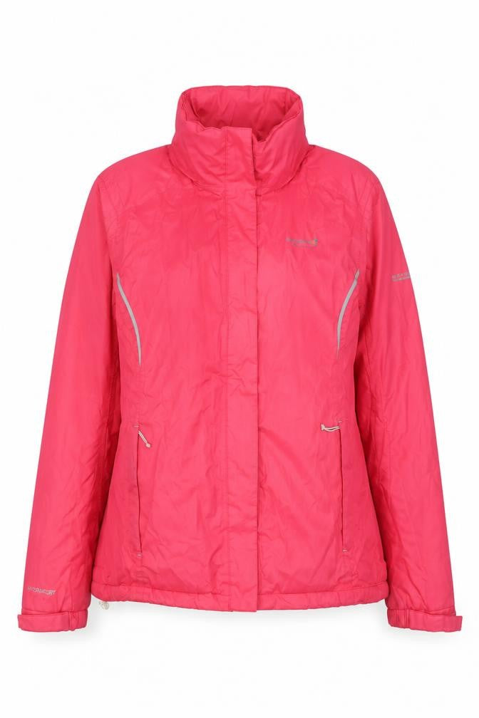 Front view of Regatta Women Pink Waterproof Hydrafort Rain Jacket, size 12