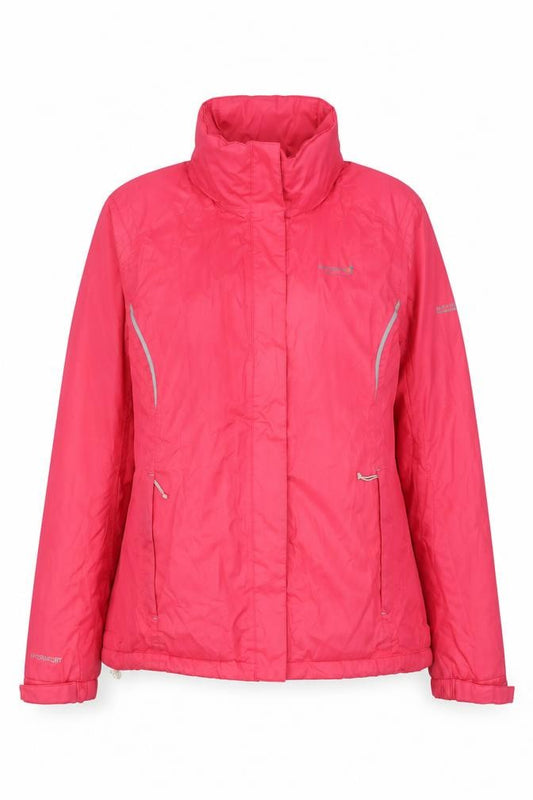 Front view of Regatta Women Pink Waterproof Hydrafort Rain Jacket, size 12