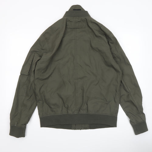 Very Men's Green Bomber Jacket UK M Cotton Blend Casual Zip Style