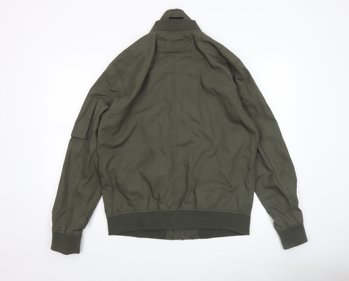 Very Men's Green Bomber Jacket UK M Cotton Blend Casual Zip Style