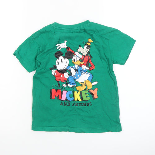 Primark Boys Green Mickey Mouse Disney T-Shirt 5-6 Years Short Sleeve