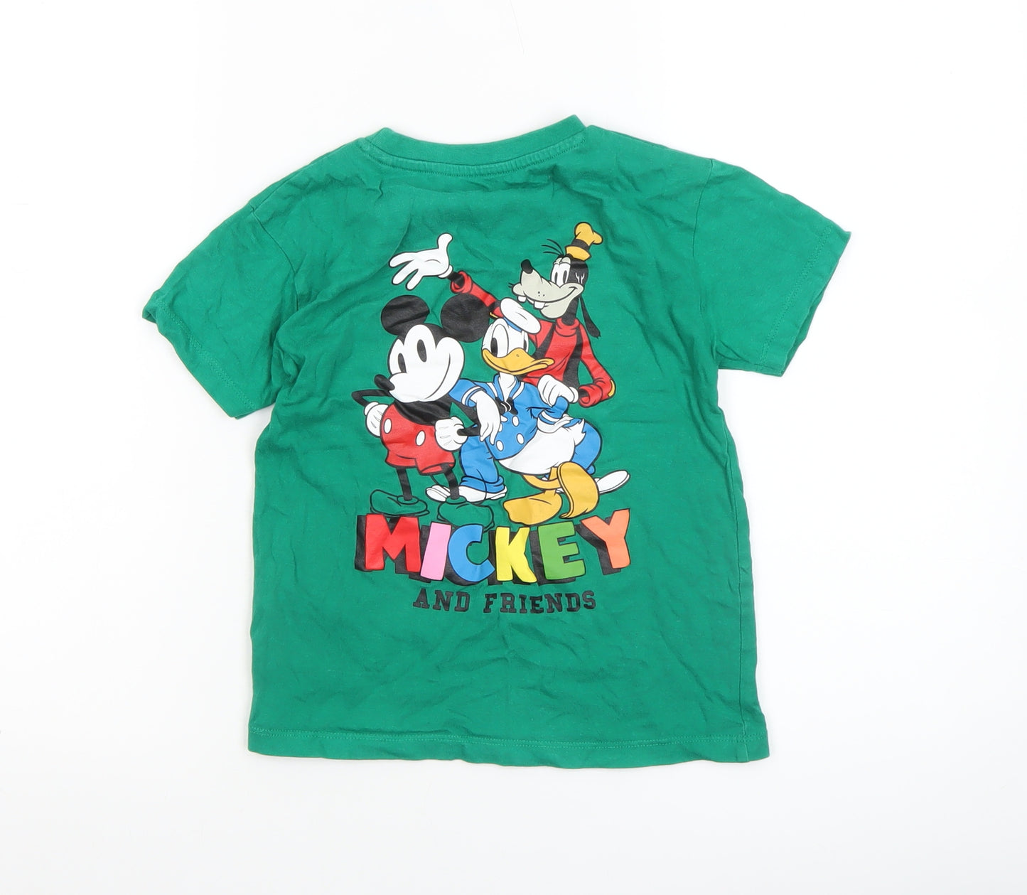 Primark Boys Green Mickey Mouse Disney T-Shirt 5-6 Years Short Sleeve