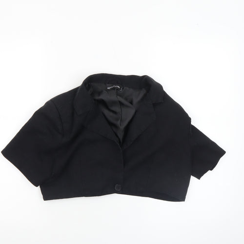 PrettyLittleThing Women's Black Cropped Blazer UK 10 Short Sleeve