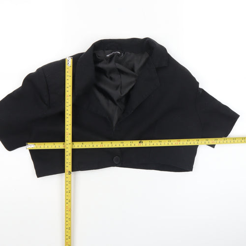 PrettyLittleThing Women's Black Cropped Blazer UK 10 Short Sleeve