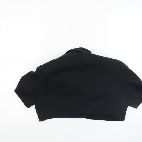 PrettyLittleThing Women's Black Cropped Blazer UK 10 Short Sleeve