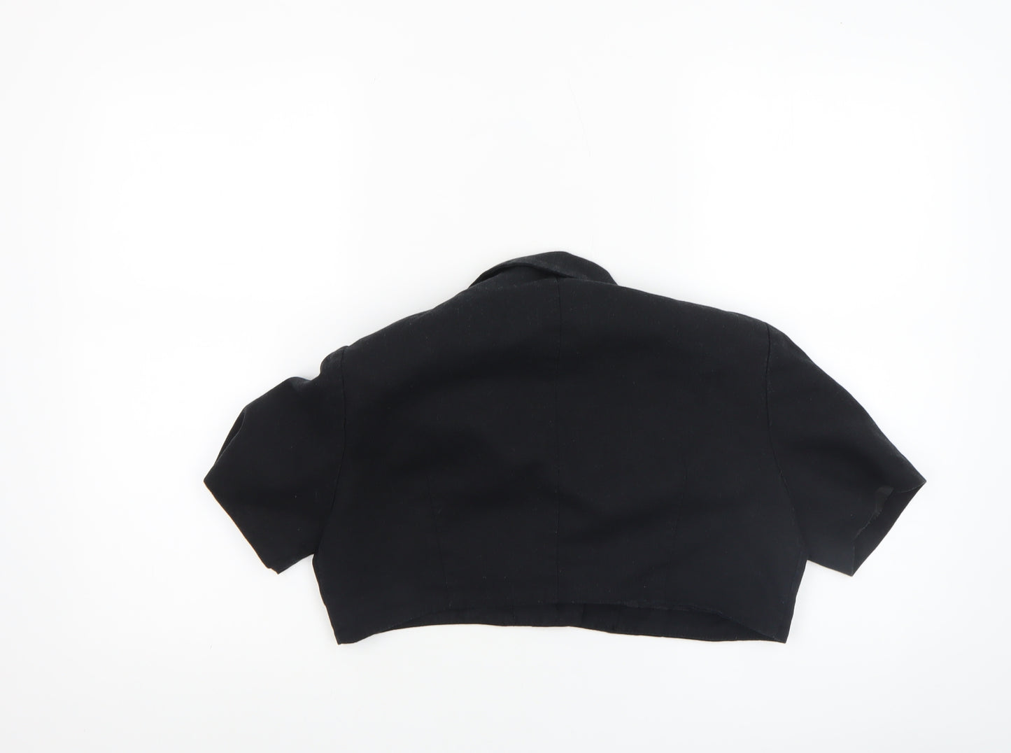 PrettyLittleThing Women's Black Cropped Blazer UK 10 Short Sleeve